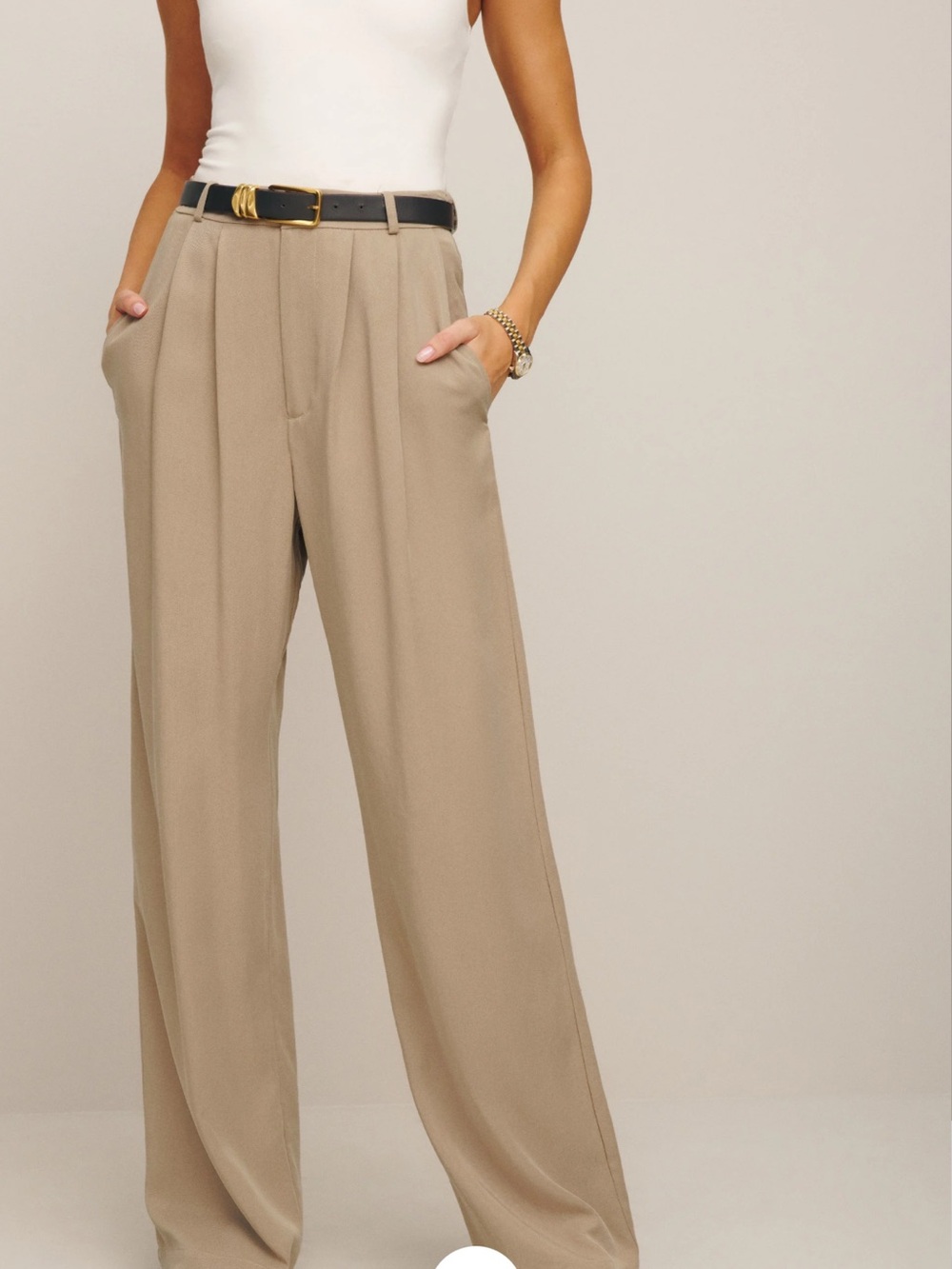 Reformation Mason Pants in Taupe - Picture 2 of 6
